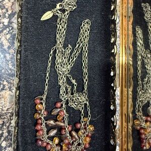 Coldwater Creek Gold and Red Beaded Necklace